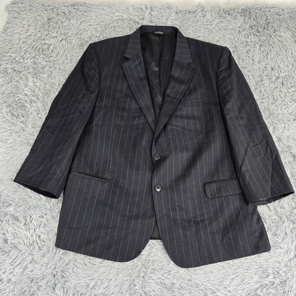 Jos. A. Bank Blazer Mens 46S Grey Excellent Traveler's Collection Wool Pinstripe